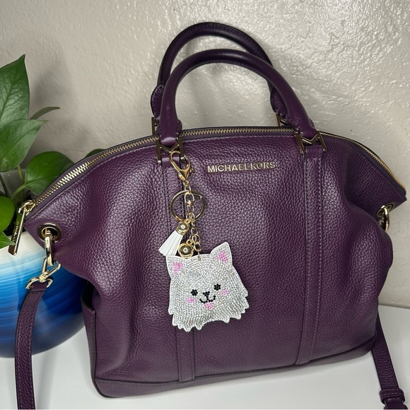 NWT rhinestone Pomeranian keychain purse charm vegan suede - Picture 6 of 6